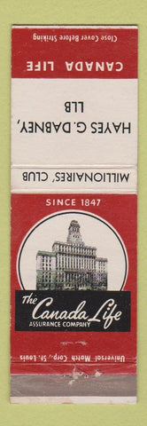 Matchbook Cover - Canada Life Assurance Insurance Hayes Dabney