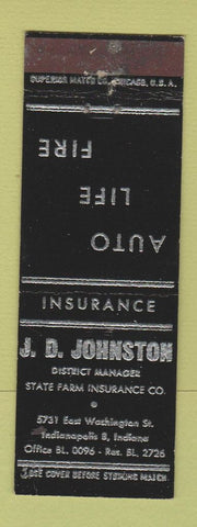 Matchbook Cover - JD Johnston State Farm Insurance Indianapolis IN