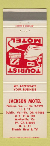 Matchbook Cover - Jackson Motel Wytheville VA