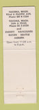 Matchbook Cover Brad's Family Restaurant Tacoma Everett Auburn Seattle Burien WA