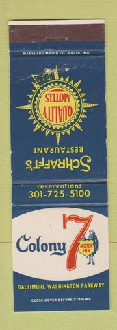 Matchbook Cover - Colony 7 Motor Inn Schrafft's WEAR