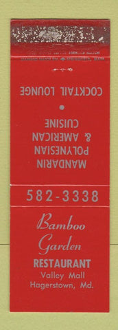 Matchbook Cover - Bamboo Garden Restaurant Chinese Hagerstown MD WORN