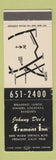 Matchbook Cover - Johnny Dee's Fremont Inn Fremont CA