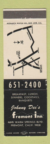 Matchbook Cover - Johnny Dee's Fremont Inn Fremont CA