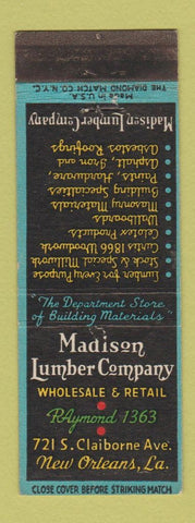 Matchbook Cover - Madison Lumber Company New Orleans LA