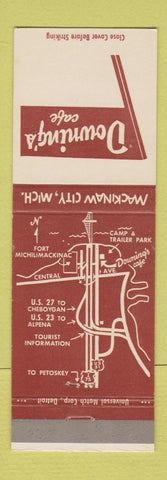Matchbook Cover - Downing's Cafe Mackinaw City MI