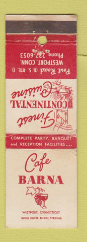 Matchbook Cover - Cafe Barna Westport CT