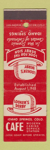 Matchbook Cover - Looker's Derby Cafe Idaho Springs Colorado