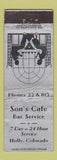 Matchbook Cover - Son's Cafe Bar Service Holly Colorado WORN