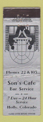 Matchbook Cover - Son's Cafe Bar Service Holly Colorado WORN