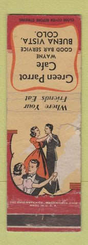 Matchbook Cover - Green Parrot Cafe Buena Vista Colorado WORN
