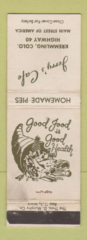 Matchbook Cover - Jerry's Cafe Kremmling Colorado WEAR