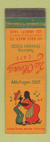 Matchbook Cover - La Olvera Cafe Spanish Los Angeles CA