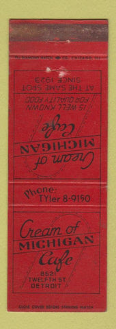 Matchbook Cover - Cream of Michigan Cafe Detroit MI