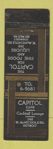 Matchbook Cover - Capitol Cafe Detroit MI