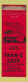 Matchbook Cover - Fran's Cafe Weatersmeet MI WORN