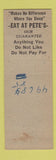 Matchbook Cover - Pete's Cafe Dairy Bar Traverse City MI WEAR