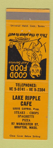 Matchbook Cover - Lake Ripple Cafe Grafton MA pizza