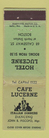 Matchbook Cover - Hotel Lucerne Italian Cafe Boston MA WEAR