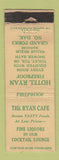 Matchbook Cover - Hotel Ryan Cafe Grand Forks ND WORN