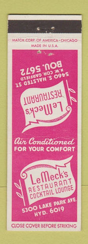 Matchbook Cover - LeMeck's Restaurant Chicago IL