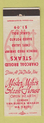 Matchbook Cover - Mister Mikes Steak House Chicago IL