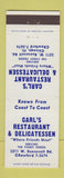 Matchbook Cover - Carl's Restaurnt Deli Chicago IL