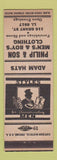 Matchbook Cover - Philip & Son Men's Clothes Adam Hats