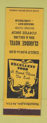 Matchbook Cover - Claridge Hotel Miami FL
