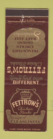 Matchbook Cover - Fettrow's Restaurant Cloverleaf? OH Harrisburg PA