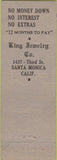 Matchbook Cover - King Jewelry Santa Monica CA Elgin Hamilton Bulova Gruen