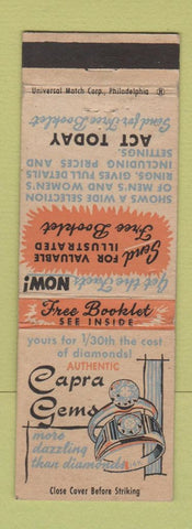 Matchbook Cover - Capra Gems Jewelry Philadelphia PA