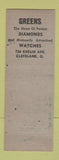 Matchbook Cover - Greens Jewelry Cleveland OH