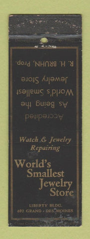 Matchbook Cover - World's Smallest Jewelry Store Des Moines IA WORN