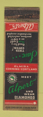 Matchbook Cover - Alpert's Jewelry Elmira Corning Cortland NY WORN