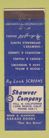 Matchbook Cover - Shawver Company Wood Metal Windows Doors Long Beach CA
