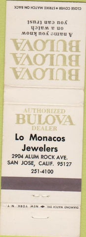 Matchbook Cover - Bulova Watches Lo Monacos Jewelers San Jose CA