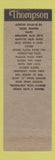 Matchbook Cover - Thompson Products Auto Parts Ray Keller Sanborn Motor