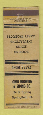 Matchbook Cover - Ohio Roofing & Siding Springfield OH