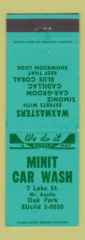 Matchbook Cover - Minit Car Wash Oak Park IL Simoniz