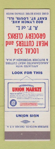 Matchbook Cover - Local 534 Meat Cutters Grocery Clerks Union East St Louis IL
