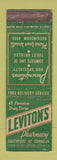 Matchbook Cover - Leviton's Pharmacy Drugs Chicago IL Till's Barber Shop