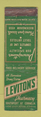 Matchbook Cover - Leviton's Pharmacy Drugs Chicago IL Till's Barber Shop
