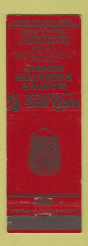 Matchbook Cover - Master Radiator Works Fresno CA