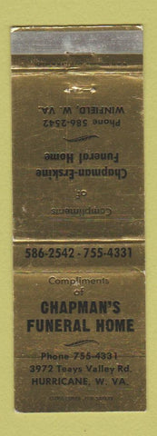 Matchbook Cover - Chapman's Funeral Home Hurricane WV WEAR