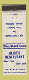 Matchbook Cover - Alice's Restaurant Miami FL