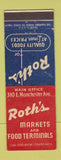 Matchbook Cover - Roth's Markets Grocery Los Angeles Santa Monica Downey CA