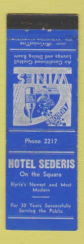 Matchbook Cover - Hotel Sederis Elyria OH MERCHANTS low phone #