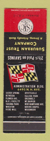 Matchbook Cover - Suburban Trust Company Bethesda Wheaton College Park MD
