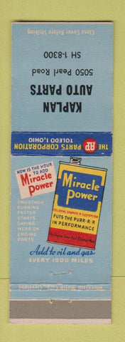 Matchbook Cover - Miracle Power Lubricant Kaplan Auto Parts Cleveland?